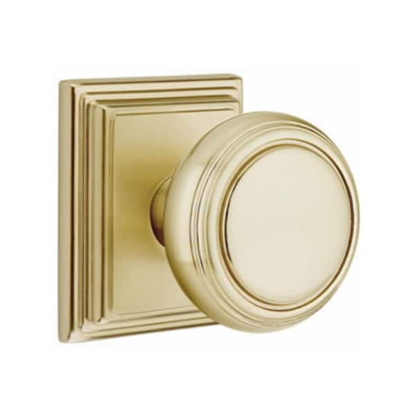 Emtek Norwich Knob 2-3/8 in Backset Passage w/Wilshire Rose for 1-1/4 in to 2 in Door Satin Brass Finish 8161NWUS4 - main